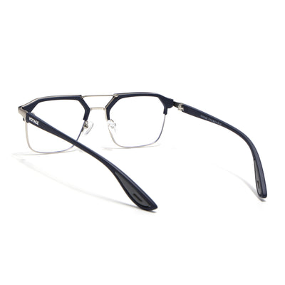 Commander | Blue & Silver Wayfarer Eyeglasses for Men & Women | 4#FMG6686-C3