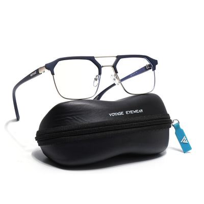 Commander | Blue & Silver Wayfarer Eyeglasses for Men & Women | 4#FMG6686-C3