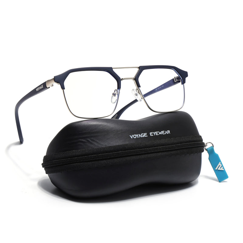 Commander | Blue & Silver Wayfarer Eyeglasses for Men & Women | 4