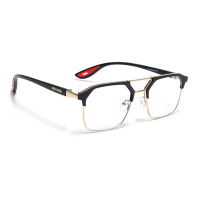 Commander | Black & Golden Wayfarer Eyeglasses for Men & Women | 4#FMG6688-C5