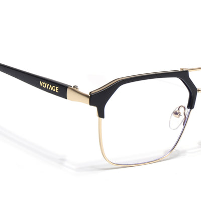 Commander | Black & Golden Wayfarer Eyeglasses for Men & Women | 4#FMG6688-C5