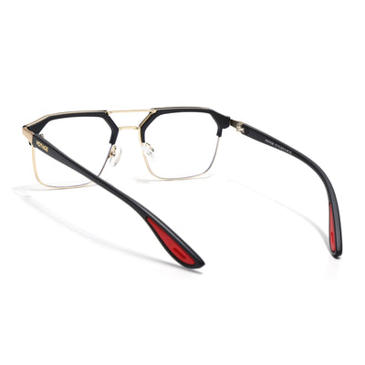 Commander | Black & Golden Wayfarer Eyeglasses for Men & Women | 4#FMG6688-C5