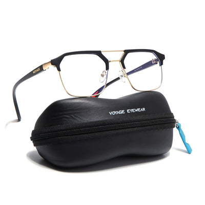 Commander | Black & Golden Wayfarer Eyeglasses for Men & Women | 4#FMG6688-C5