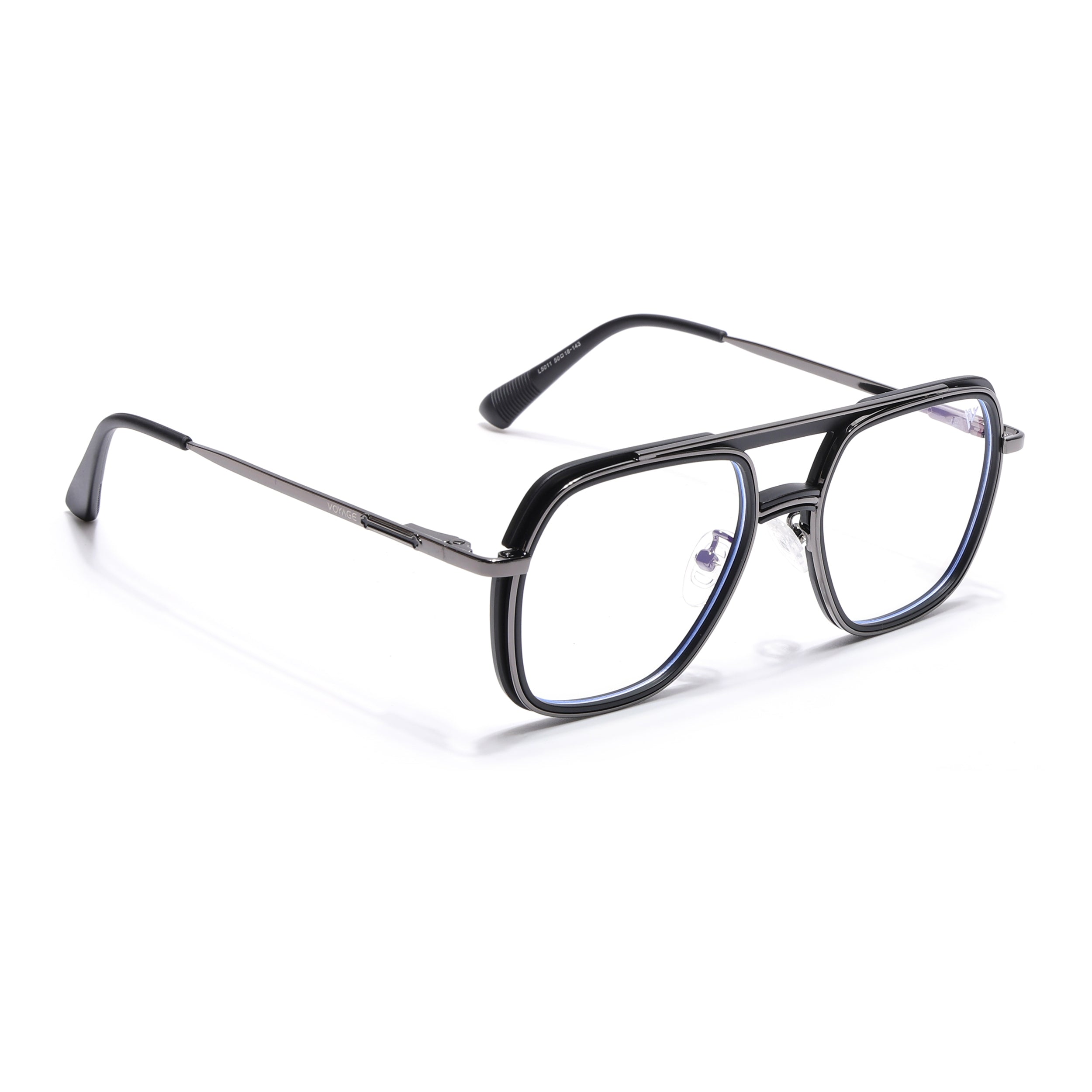 Voyage Grey & Black Wayfarer Eyeglasses for Men & Women (5011FMG6843-C1)