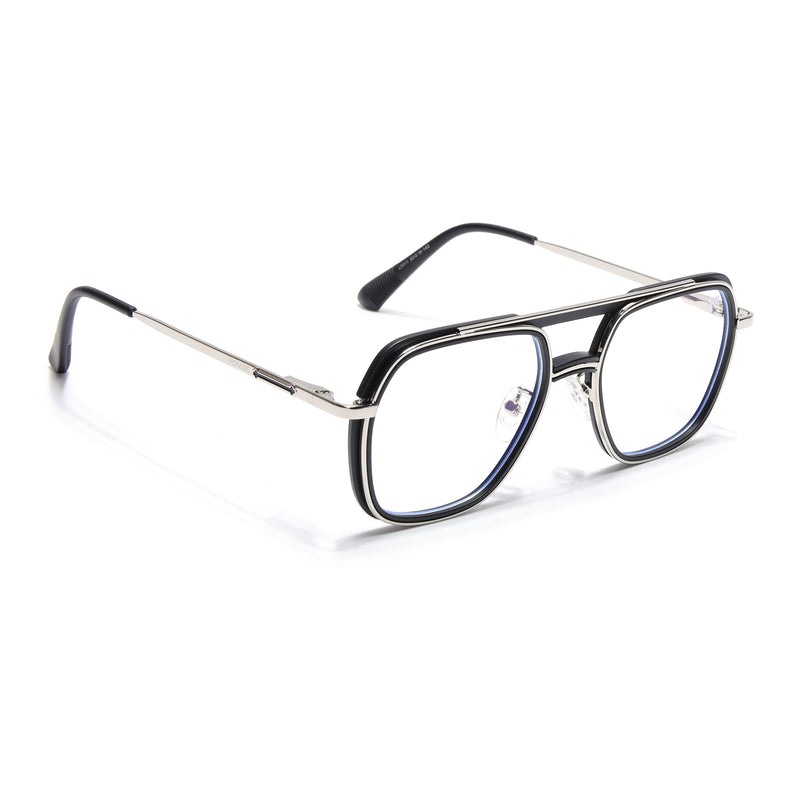 Voyage Silver & Black Wayfarer Eyeglasses for Men & Women (5011FMG6844-C2)