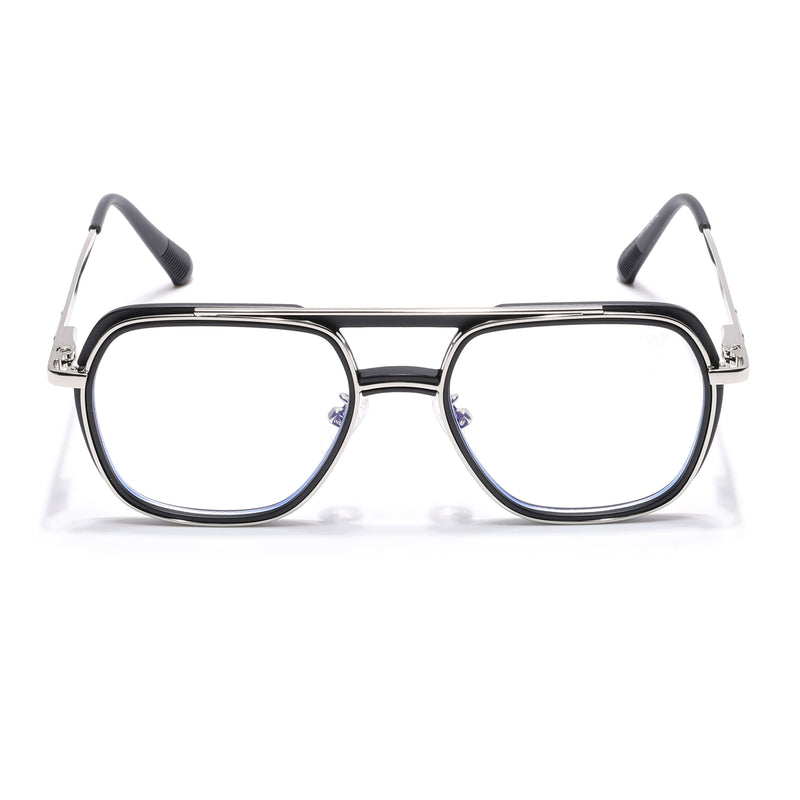Voyage Silver & Black Wayfarer Eyeglasses for Men & Women (5011FMG6844-C2)