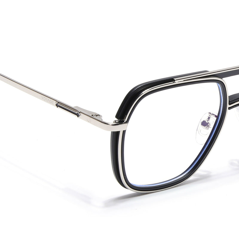 Voyage Silver & Black Wayfarer Eyeglasses for Men & Women (5011FMG6844-C2)