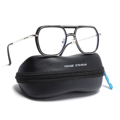 Voyage Silver & Black Wayfarer Eyeglasses for Men & Women (5011FMG6844-C2)