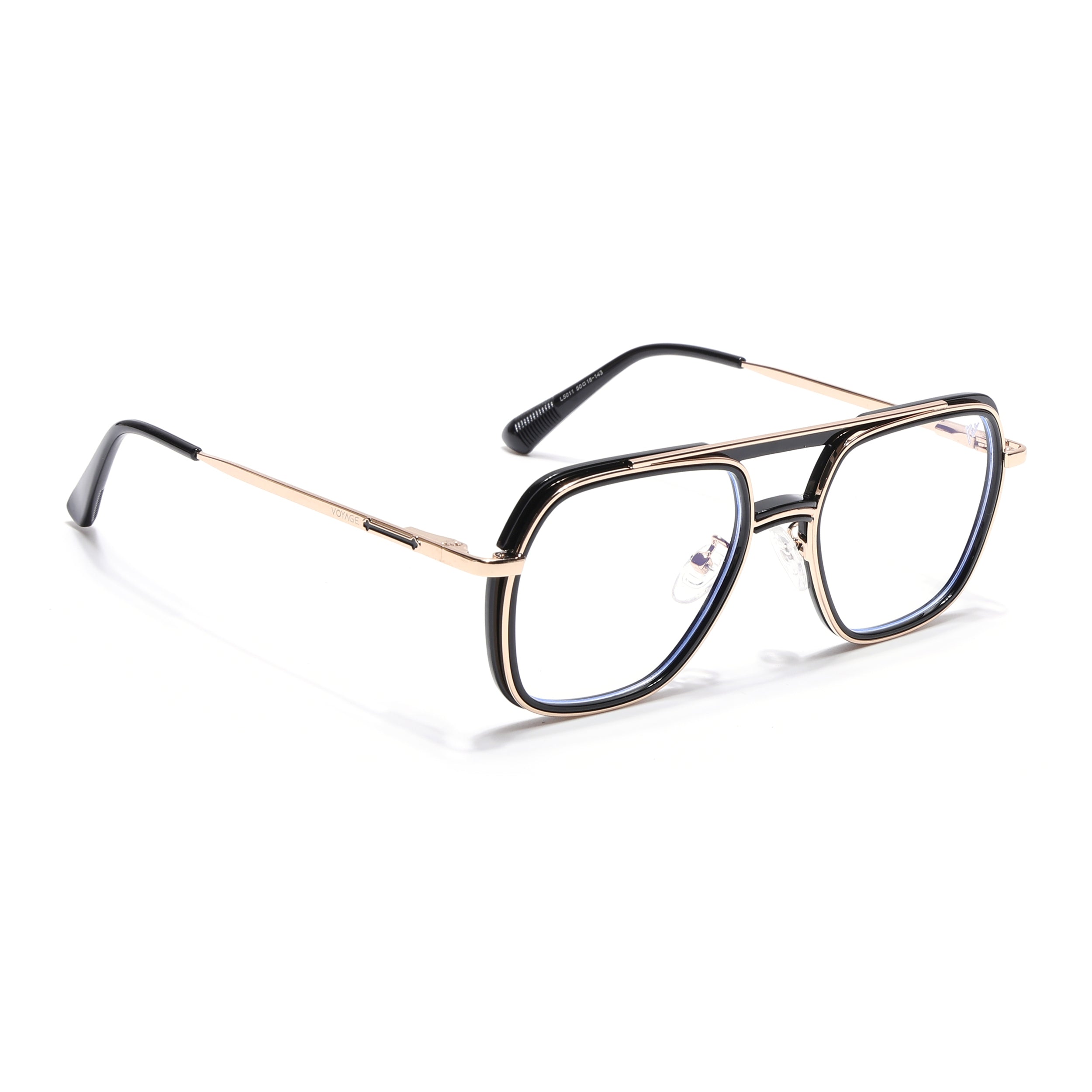 Voyage Golden & Black Wayfarer Eyeglasses for Men & Women (5011FMG6845-C3)