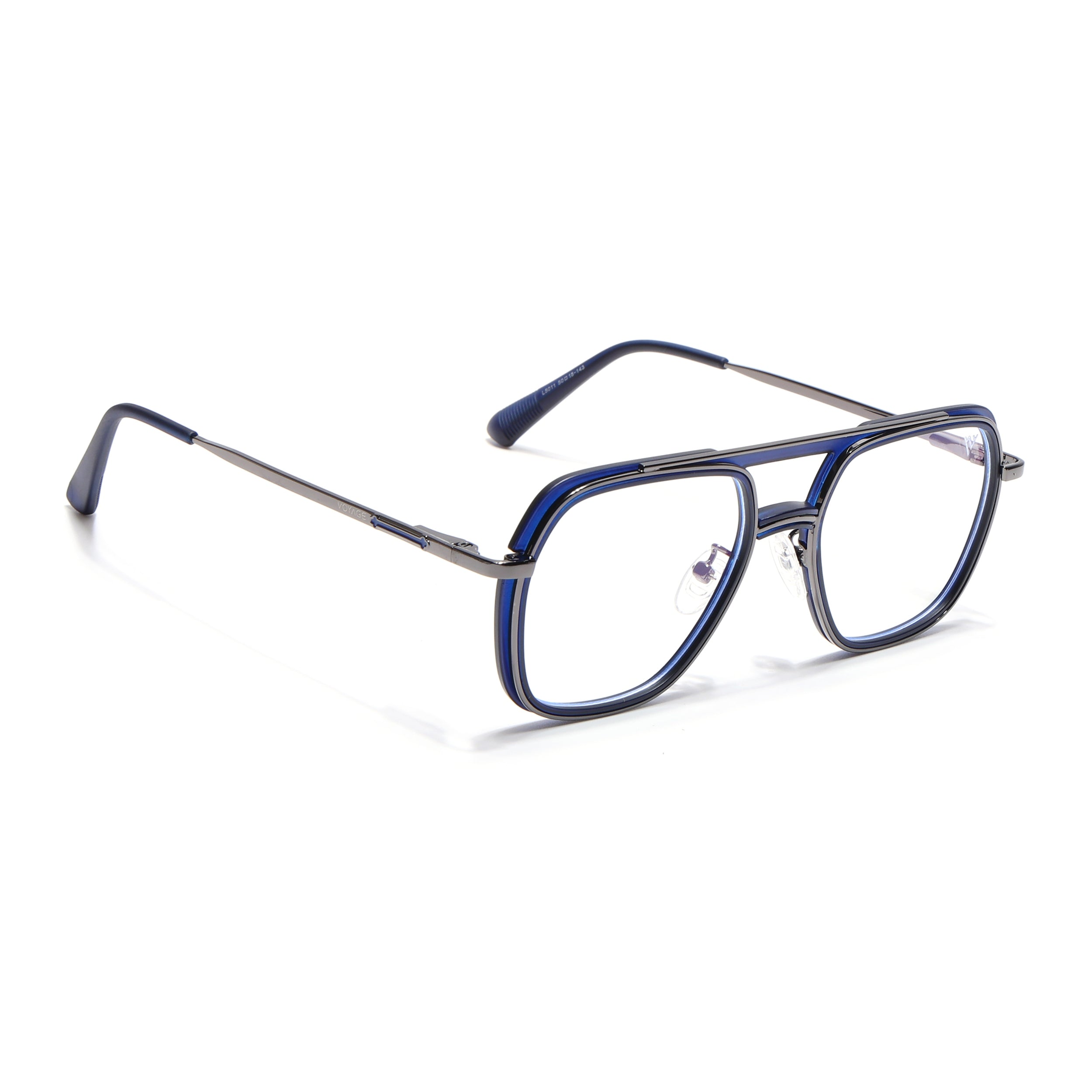 Voyage Grey & Blue Wayfarer Eyeglasses for Men & Women (5011FMG6846-C4)