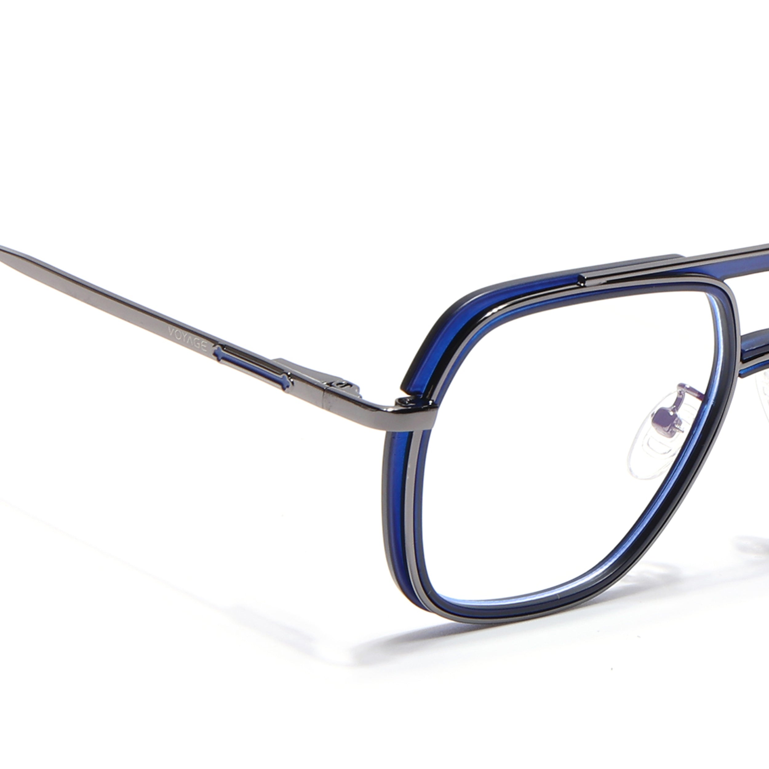 Voyage Grey & Blue Wayfarer Eyeglasses for Men & Women (5011FMG6846-C4)