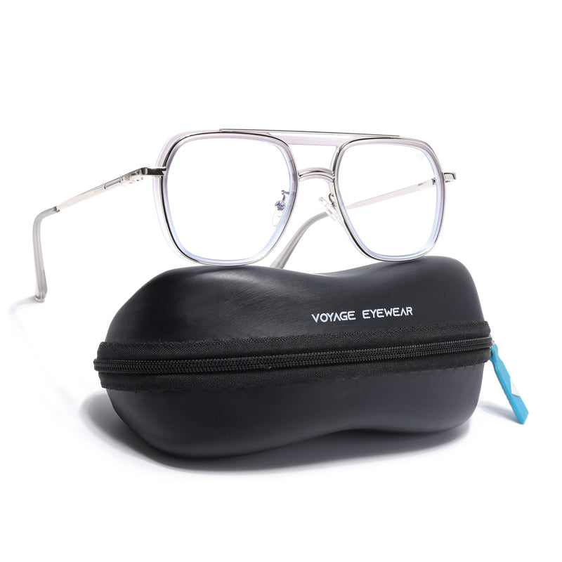 Voyage Silver & Grey Wayfarer Eyeglasses for Men & Women (5011FMG6848-C6)