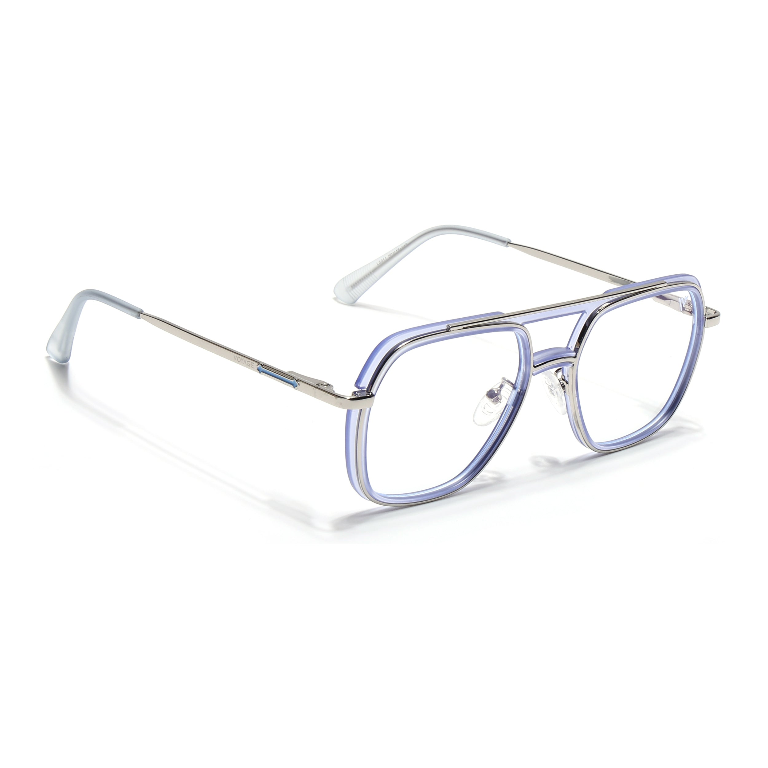 Voyage Silver & Purple Wayfarer Eyeglasses for Men & Women (5011FMG6850-C8)