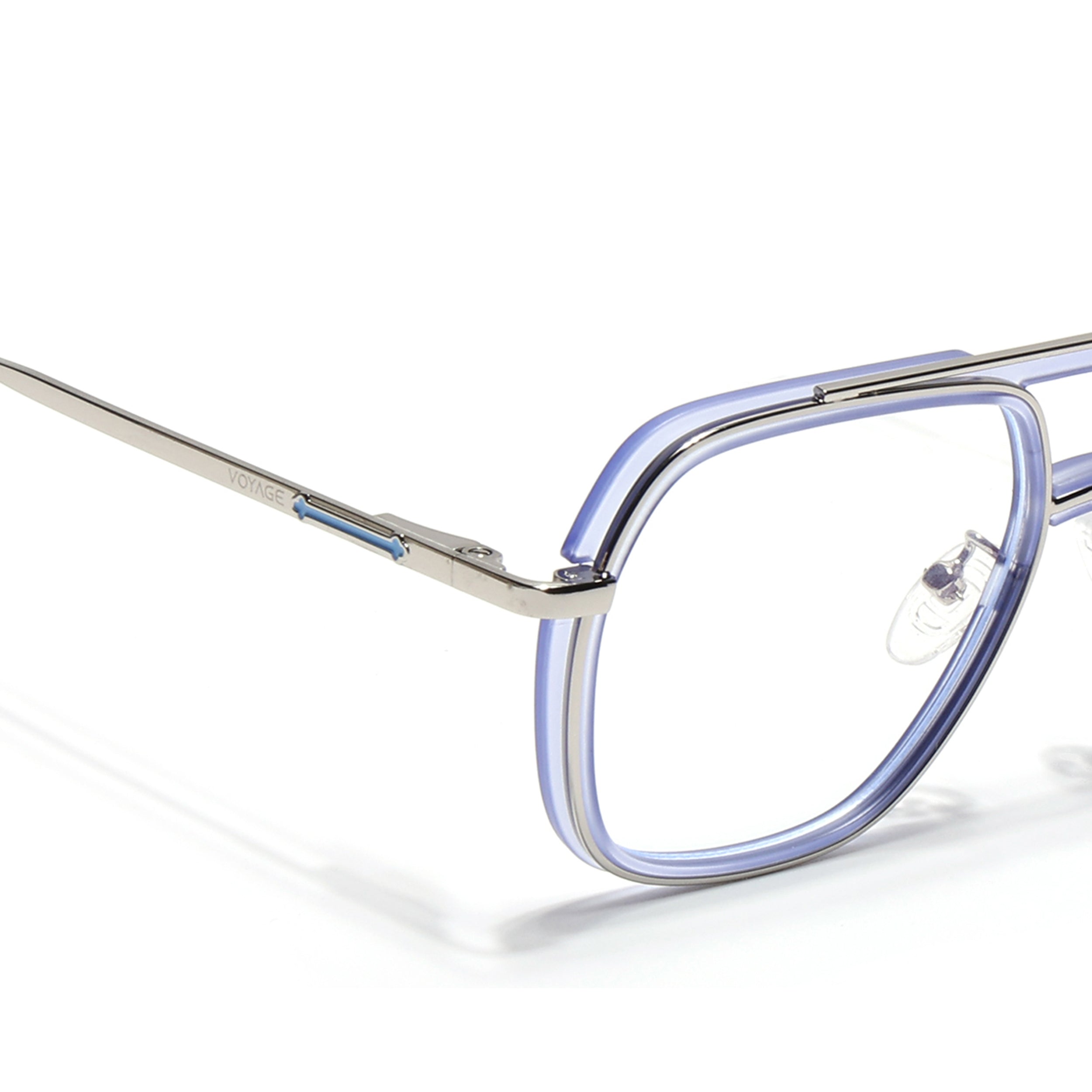 Voyage Silver & Purple Wayfarer Eyeglasses for Men & Women (5011FMG6850-C8)