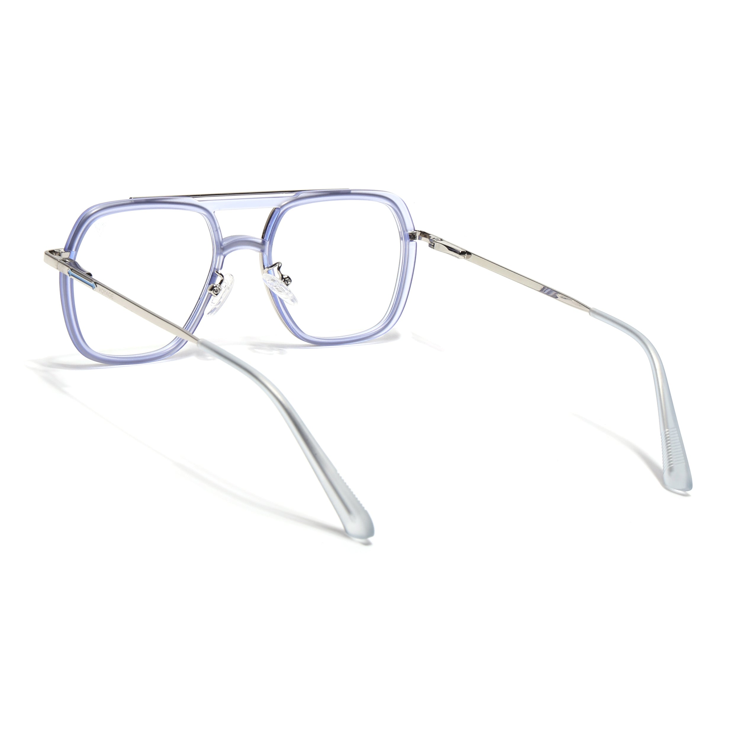 Voyage Silver & Purple Wayfarer Eyeglasses for Men & Women (5011FMG6850-C8)