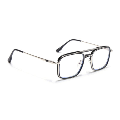 Voyage Silver & Black Wayfarer Eyeglasses for Men & Women (5012FMG6852-C2)