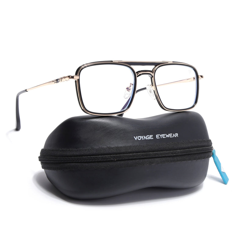 Voyage Golden & Black Wayfarer Eyeglasses for Men & Women (5012FMG6853-C3)