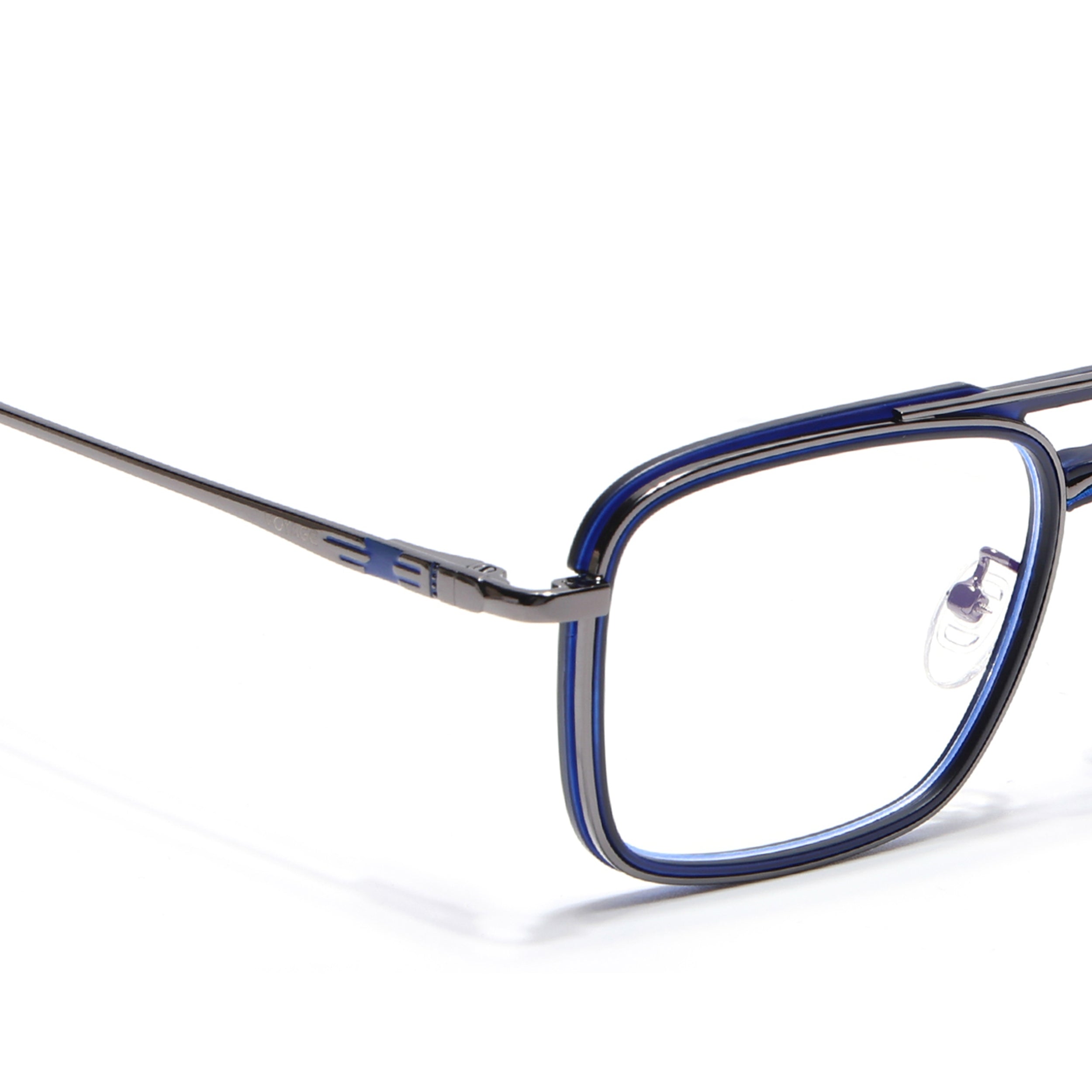 Voyage Grey & Blue Wayfarer Eyeglasses for Men & Women (5012FMG6854-C4)
