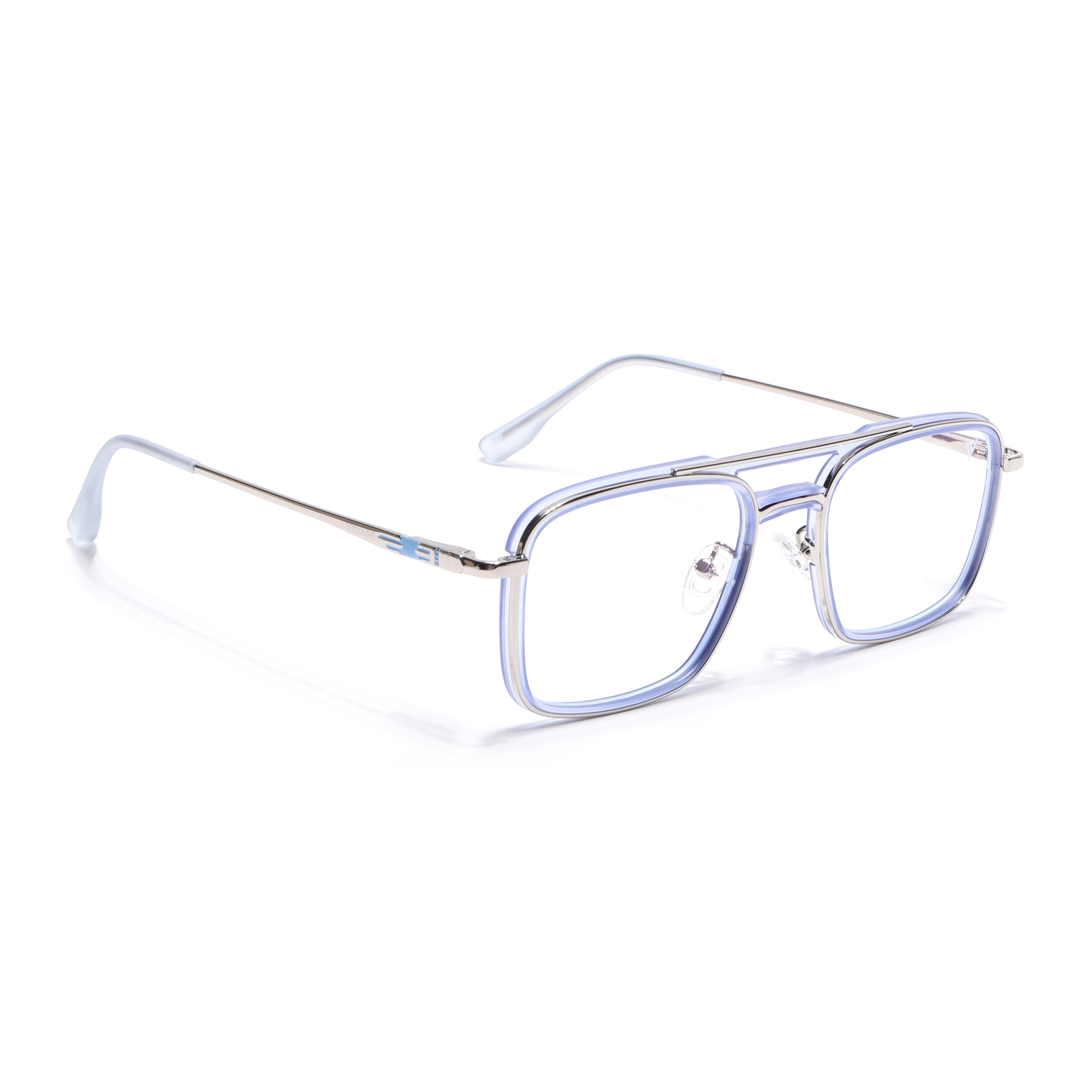 Voyage Silver & Purple Wayfarer Eyeglasses for Men & Women (5012FMG6858-C8)