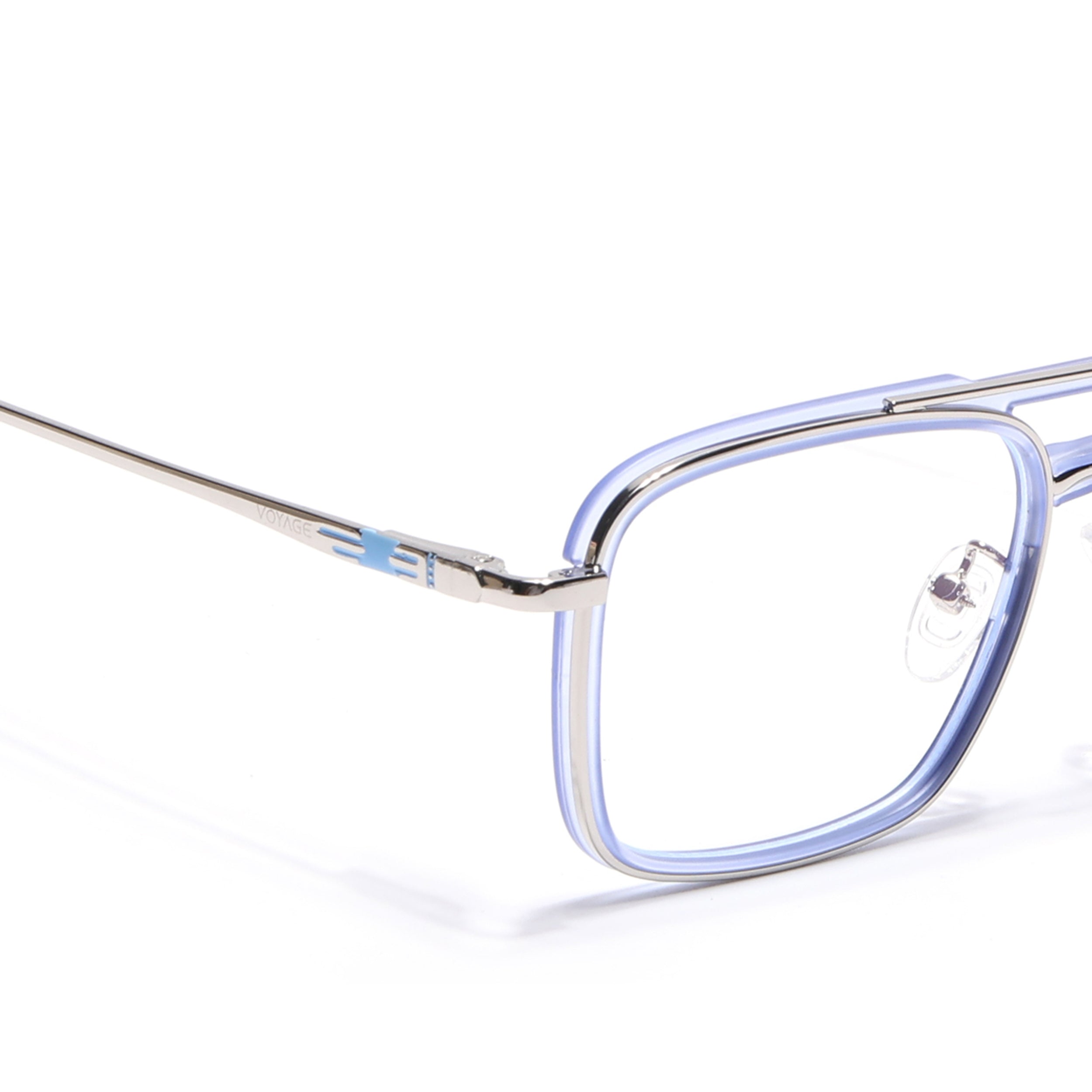 Voyage Silver & Purple Wayfarer Eyeglasses for Men & Women (5012FMG6858-C8)