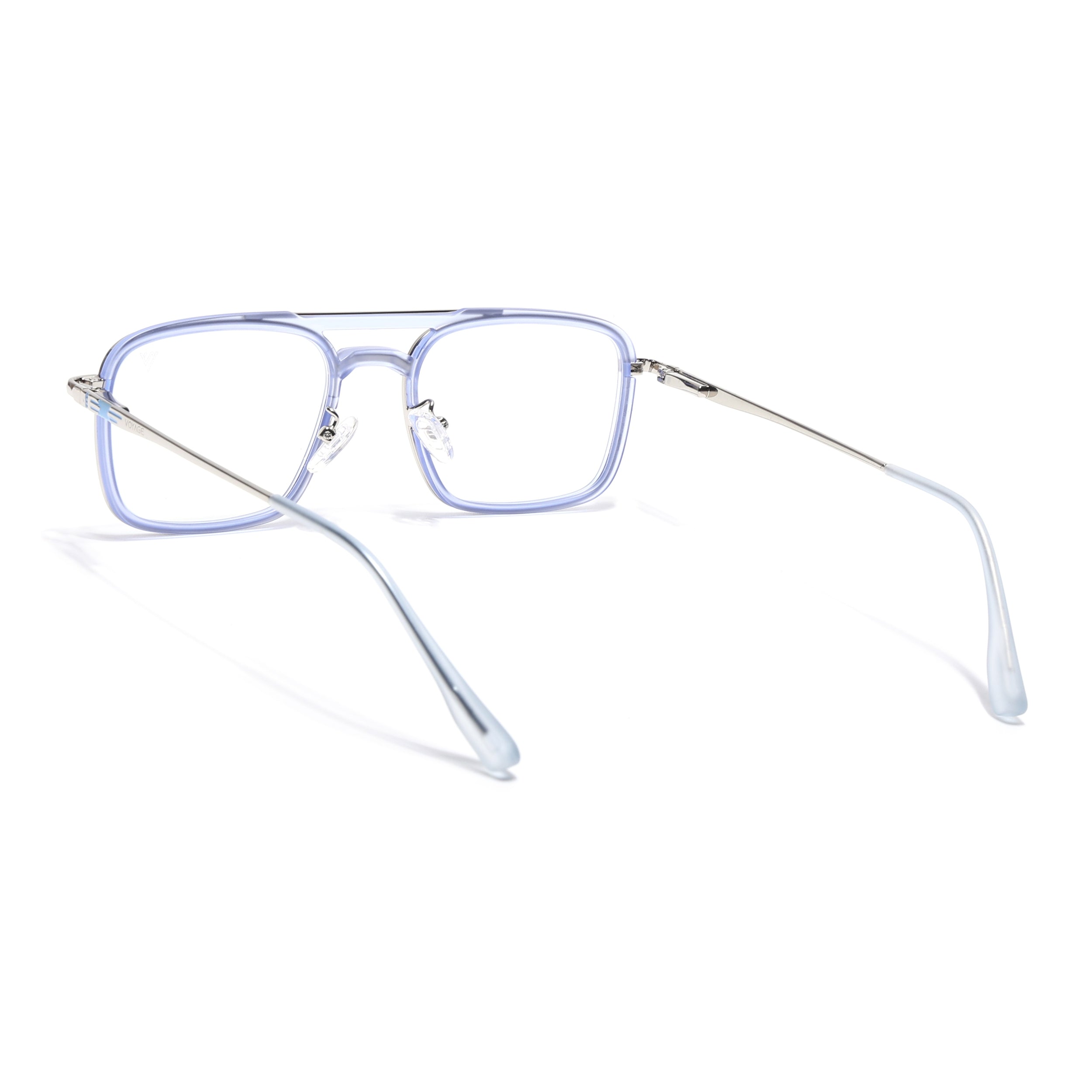 Voyage Silver & Purple Wayfarer Eyeglasses for Men & Women (5012FMG6858-C8)