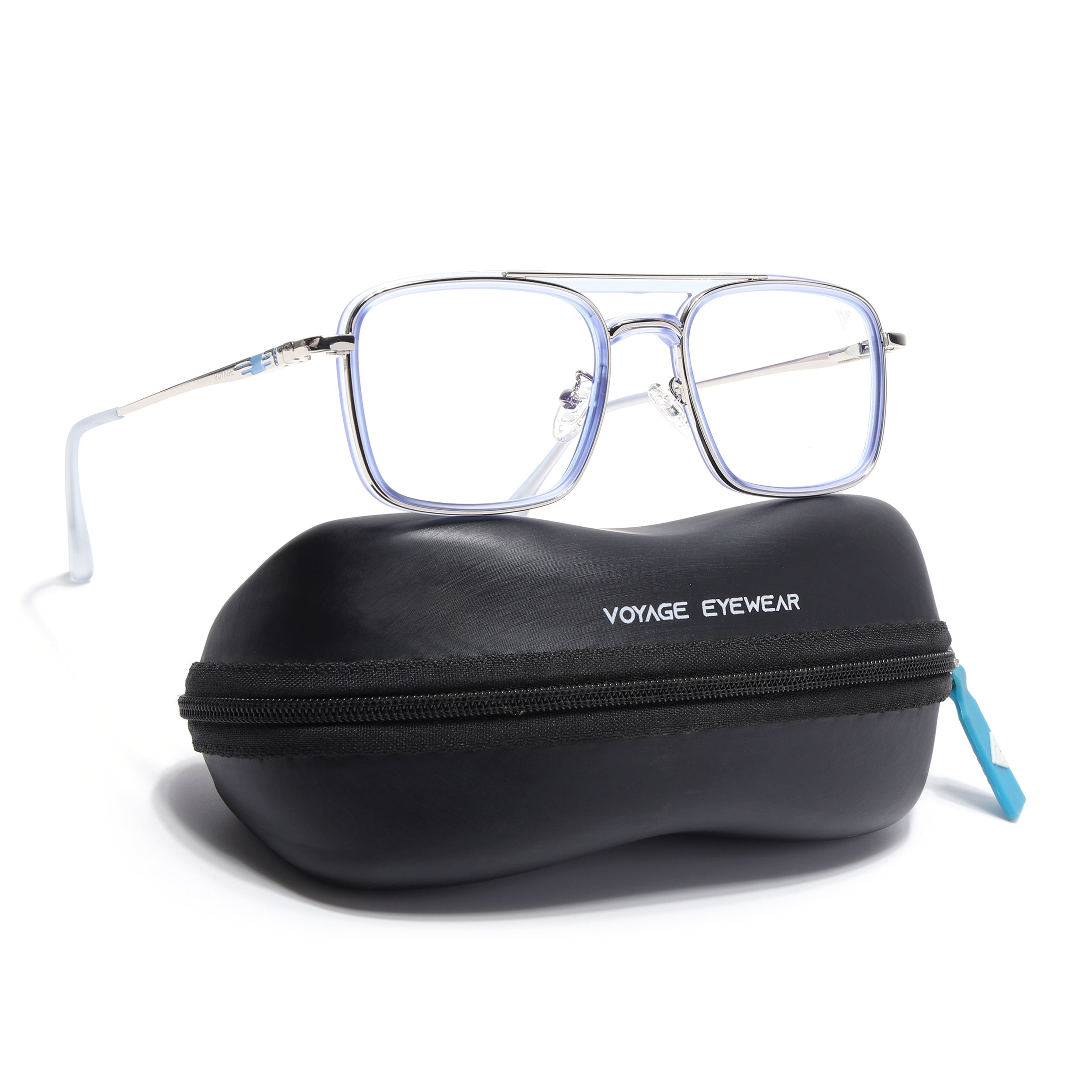 Voyage Silver & Purple Wayfarer Eyeglasses for Men & Women (5012FMG6858-C8)