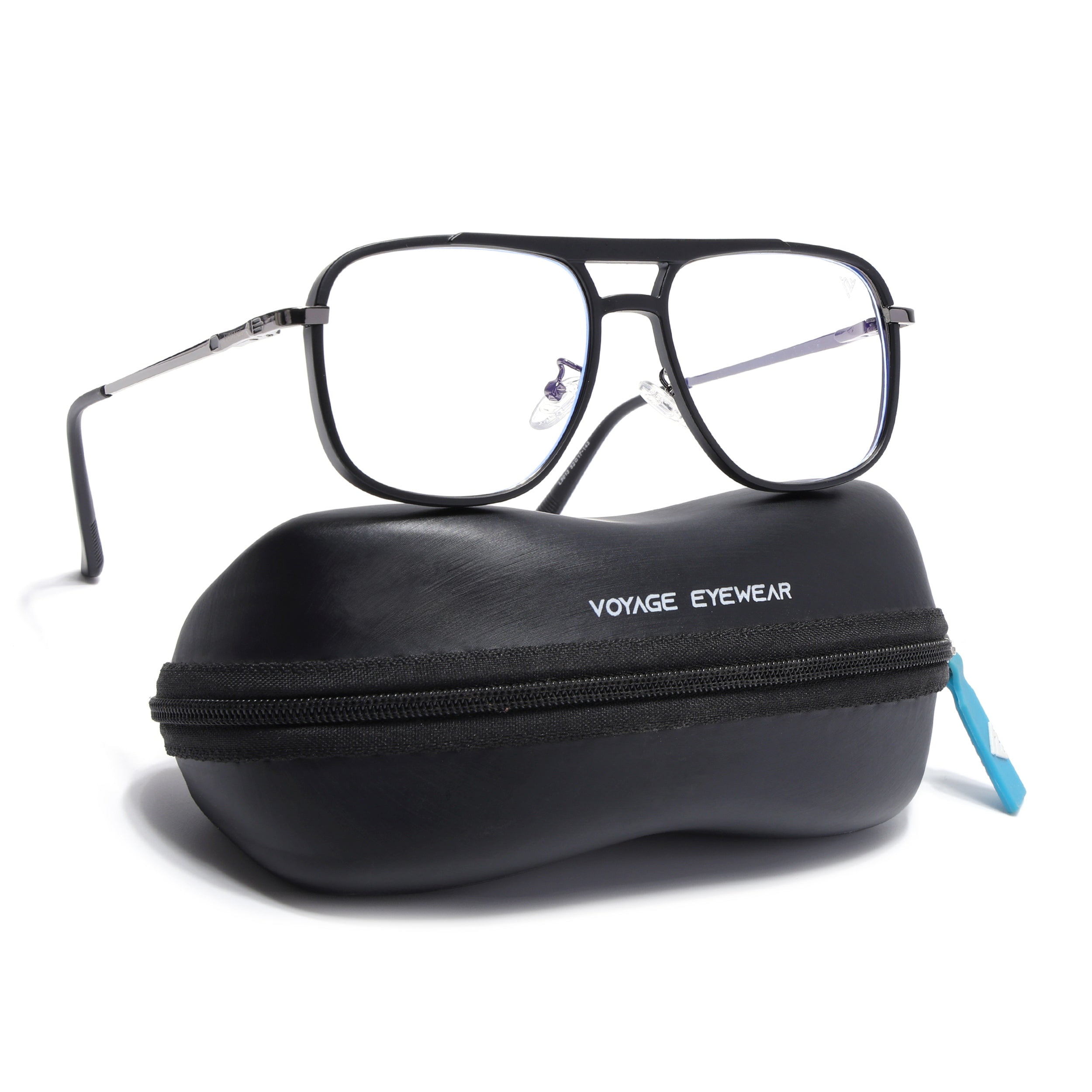 Voyage Grey & Black Wayfarer Eyeglasses for Men & Women (5013FMG6859-C1)