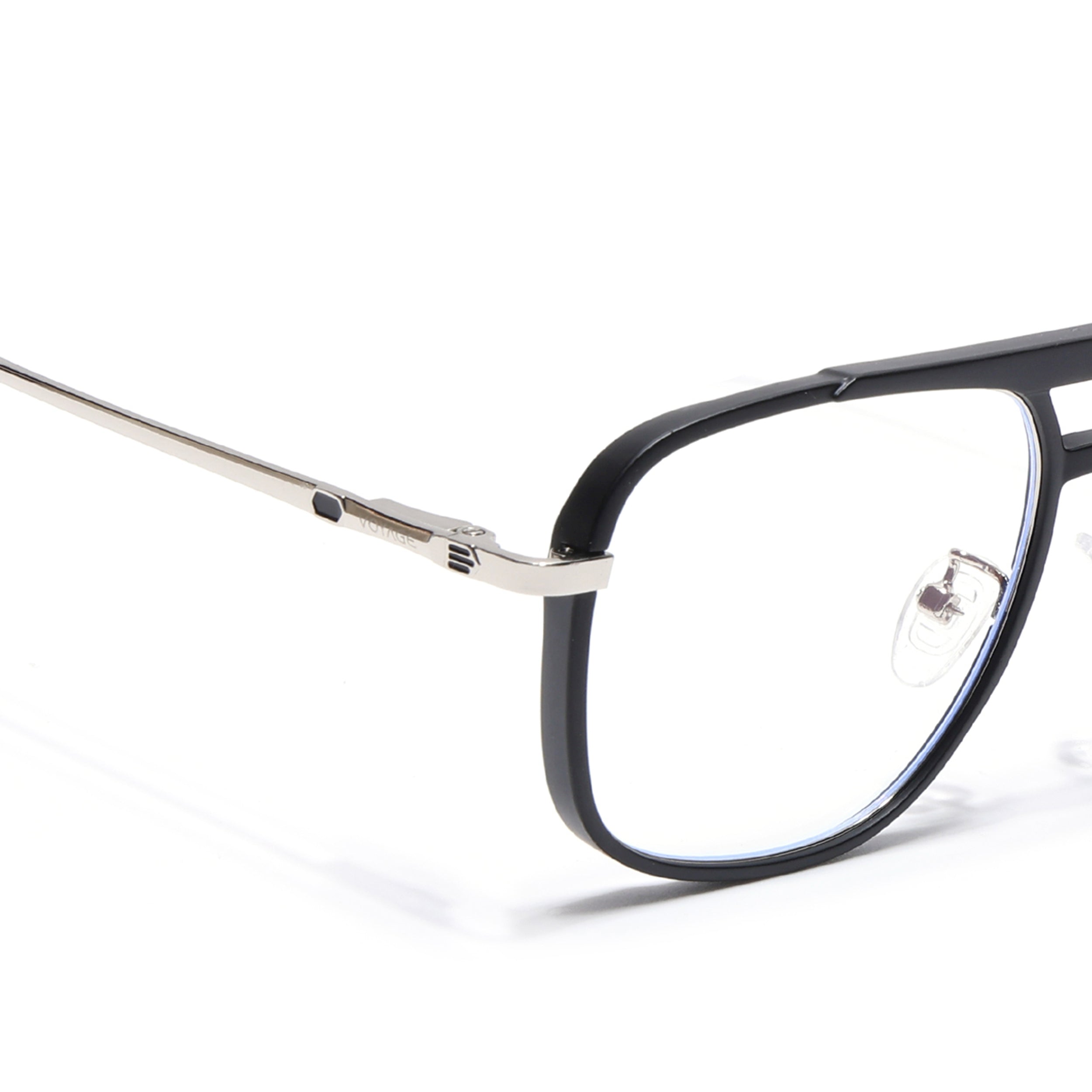 Voyage Silver & Black Wayfarer Eyeglasses for Men & Women (5013FMG6860-C2)