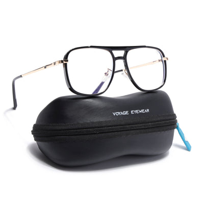 Voyage Golden & Black Wayfarer Eyeglasses for Men & Women (5013FMG6861-C3)