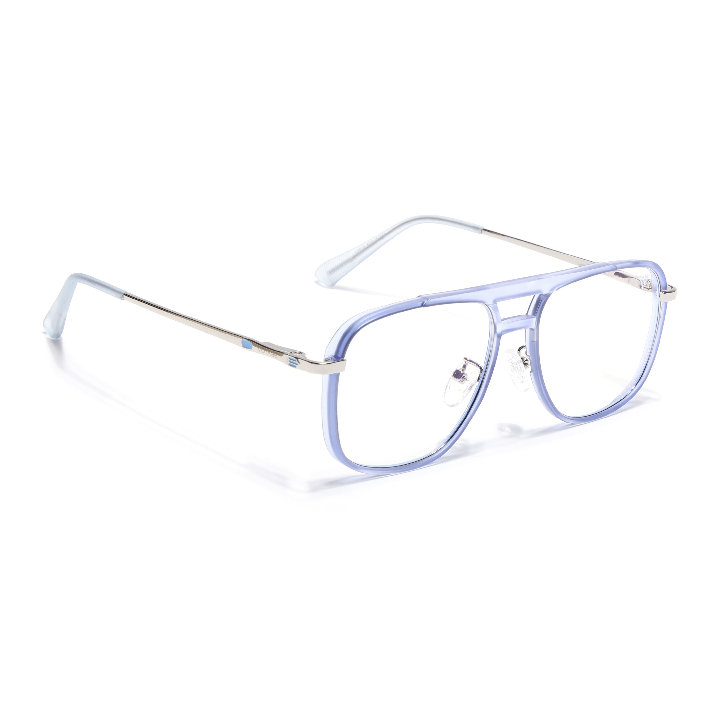 Voyage Silver & Purple Wayfarer Eyeglasses for Men & Women (5013FMG6866-C8)