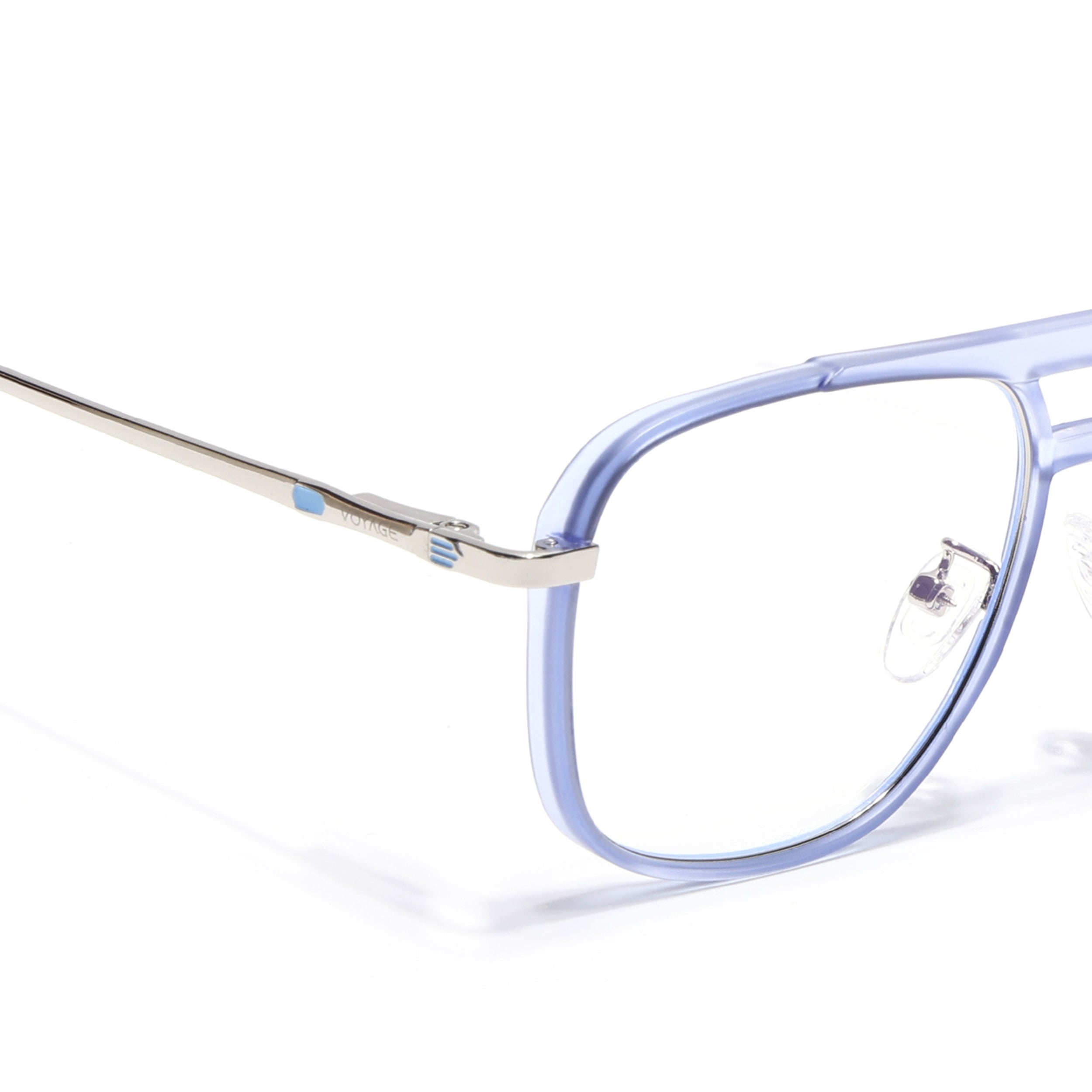 Voyage Silver & Purple Wayfarer Eyeglasses for Men & Women (5013FMG6866-C8)