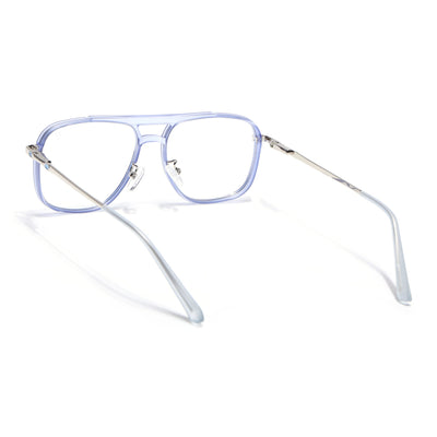 Voyage Silver & Purple Wayfarer Eyeglasses for Men & Women (5013FMG6866-C8)