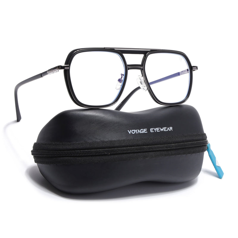 Voyage Grey & Black Wayfarer Eyeglasses for Men & Women (5014FMG6867-C1)