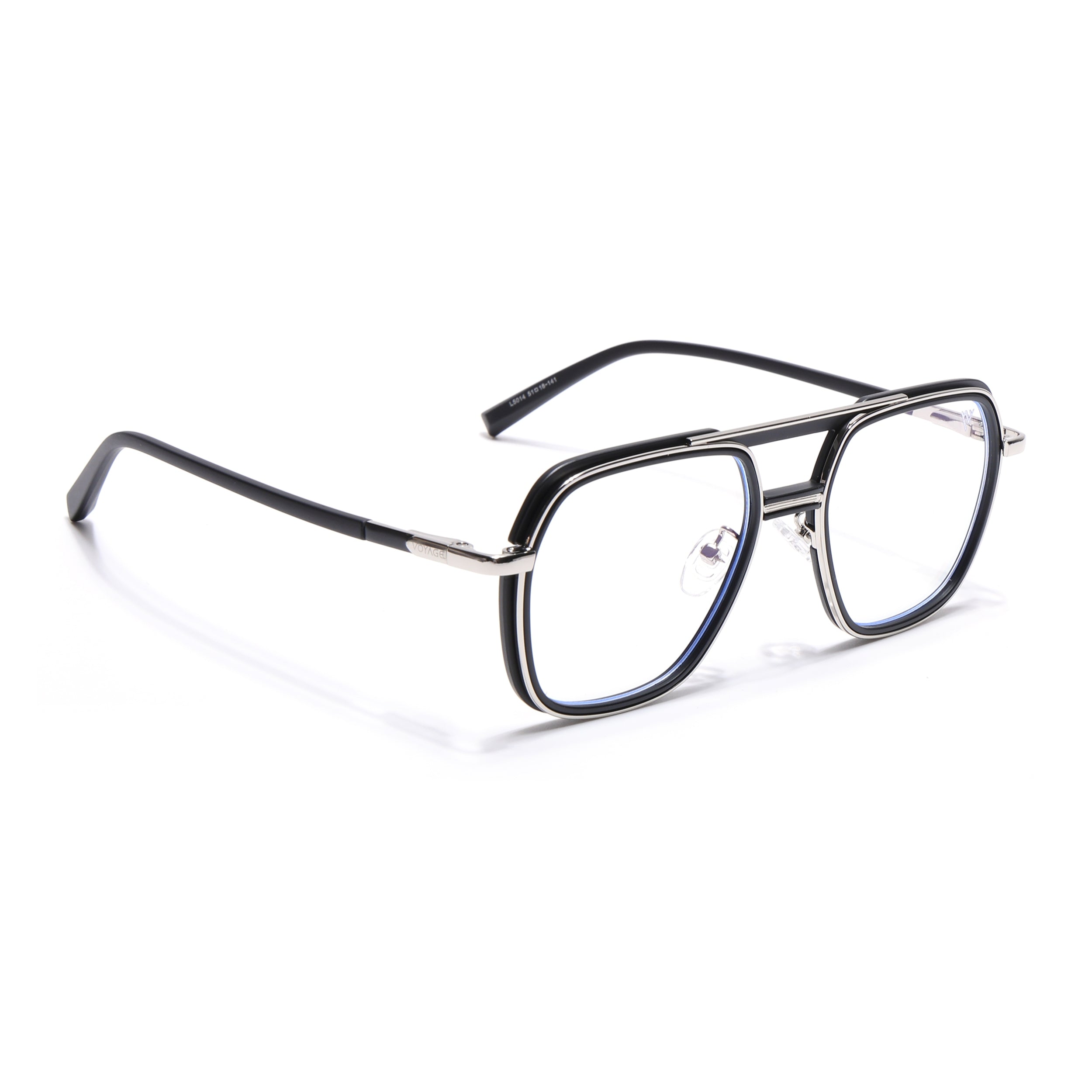 Voyage Silver & Black Wayfarer Eyeglasses for Men & Women (5014FMG6868-C2)