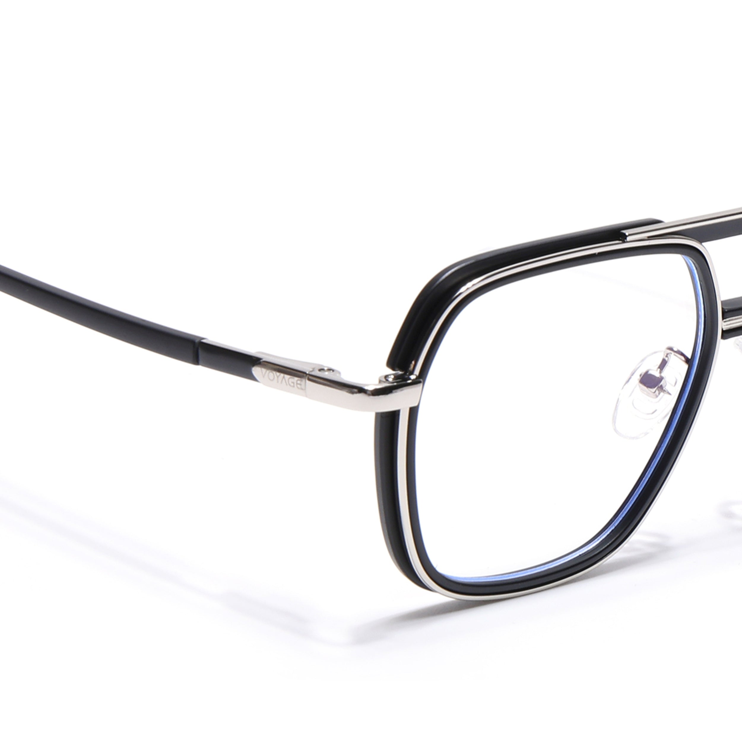 Voyage Silver & Black Wayfarer Eyeglasses for Men & Women (5014FMG6868-C2)