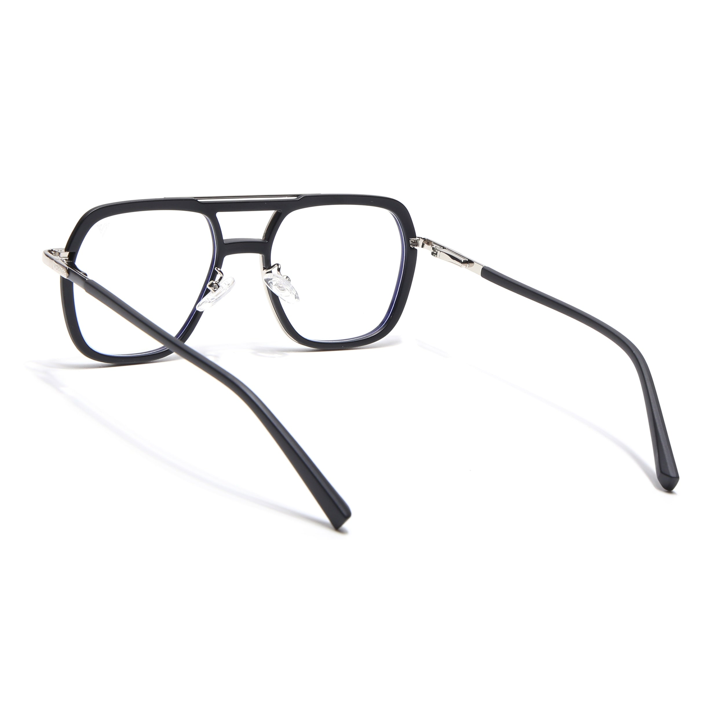 Voyage Silver & Black Wayfarer Eyeglasses for Men & Women (5014FMG6868-C2)