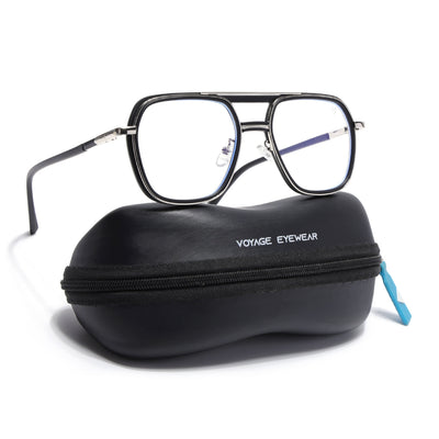 Voyage Silver & Black Wayfarer Eyeglasses for Men & Women (5014FMG6868-C2)