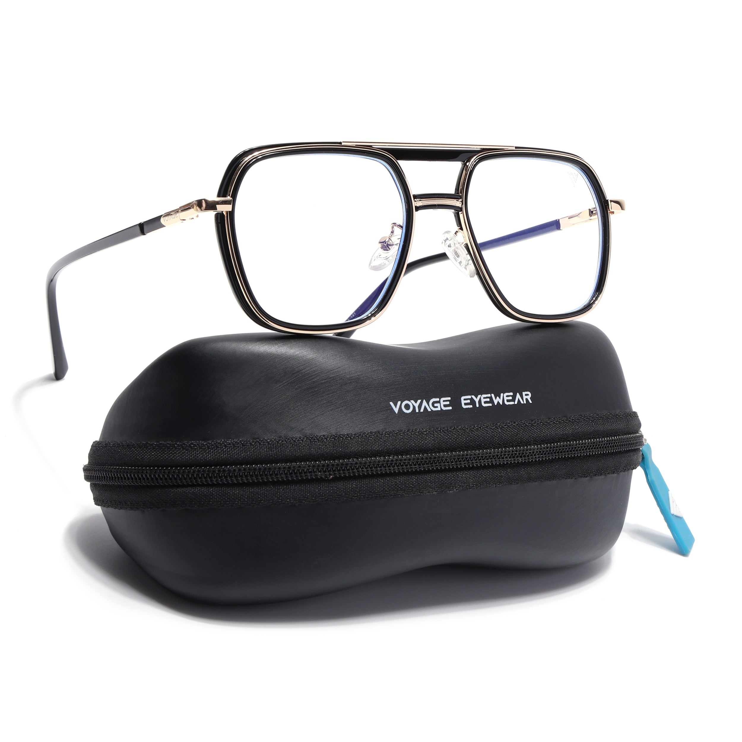 Voyage Golden & Black Wayfarer Eyeglasses for Men & Women (5014FMG6869-C3)