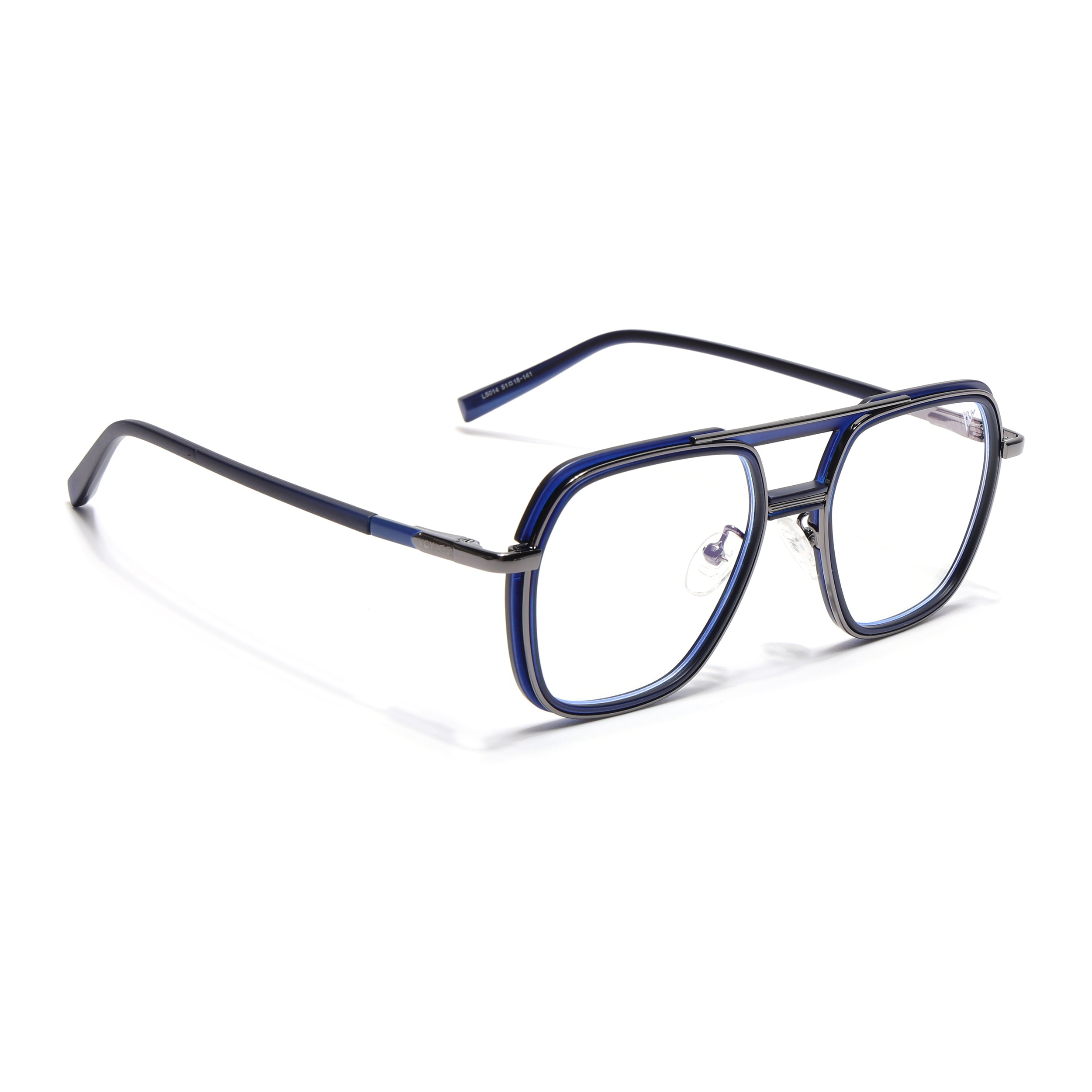 Voyage Grey & Blue Wayfarer Eyeglasses for Men & Women (5014FMG6870-C4)