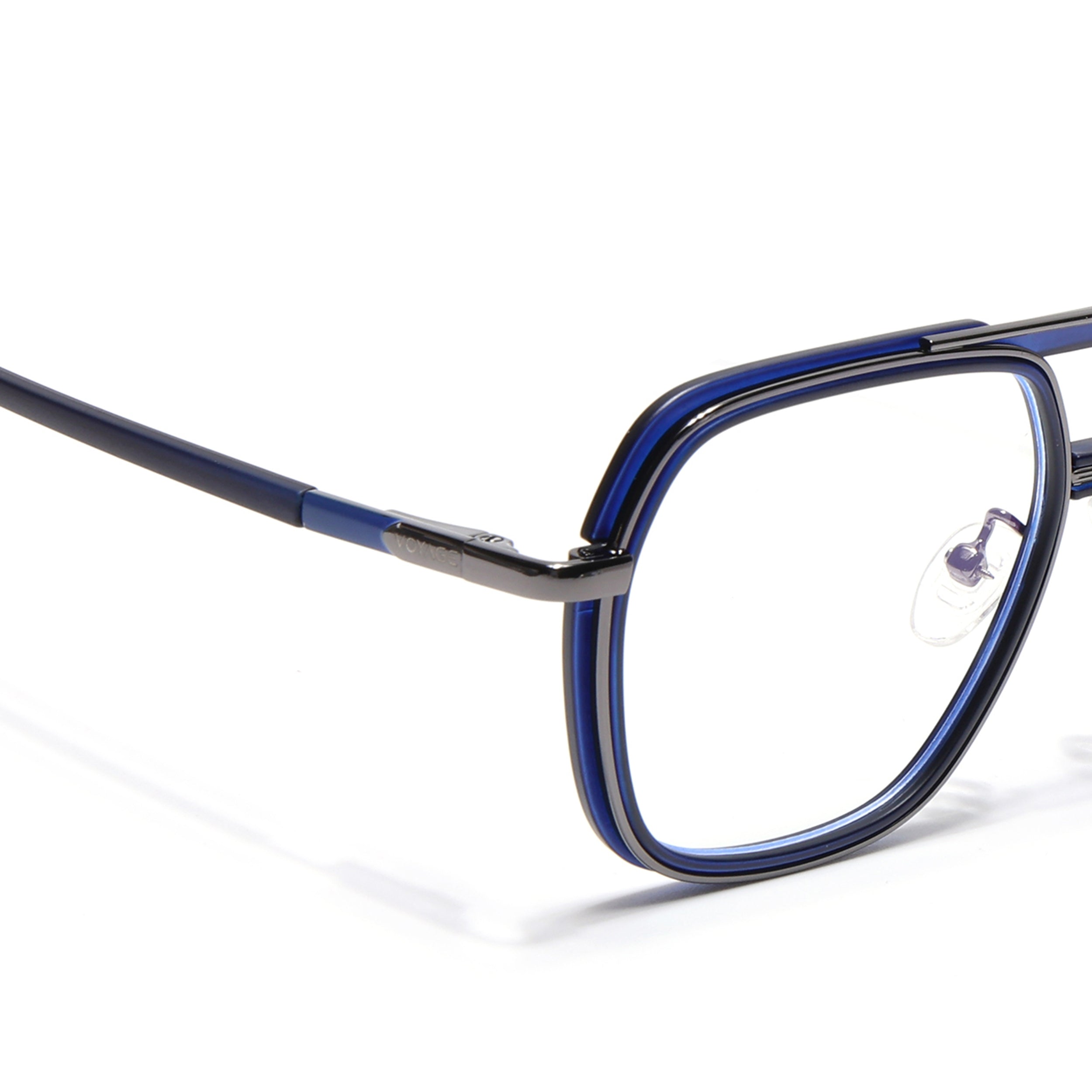 Voyage Grey & Blue Wayfarer Eyeglasses for Men & Women (5014FMG6870-C4)