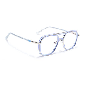 Voyage Silver & Purple Wayfarer Eyeglasses for Men & Women (5014FMG6874-C8)