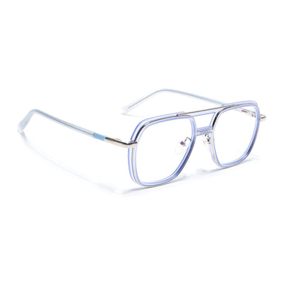 Voyage Silver & Purple Wayfarer Eyeglasses for Men & Women (5014FMG6874-C8)