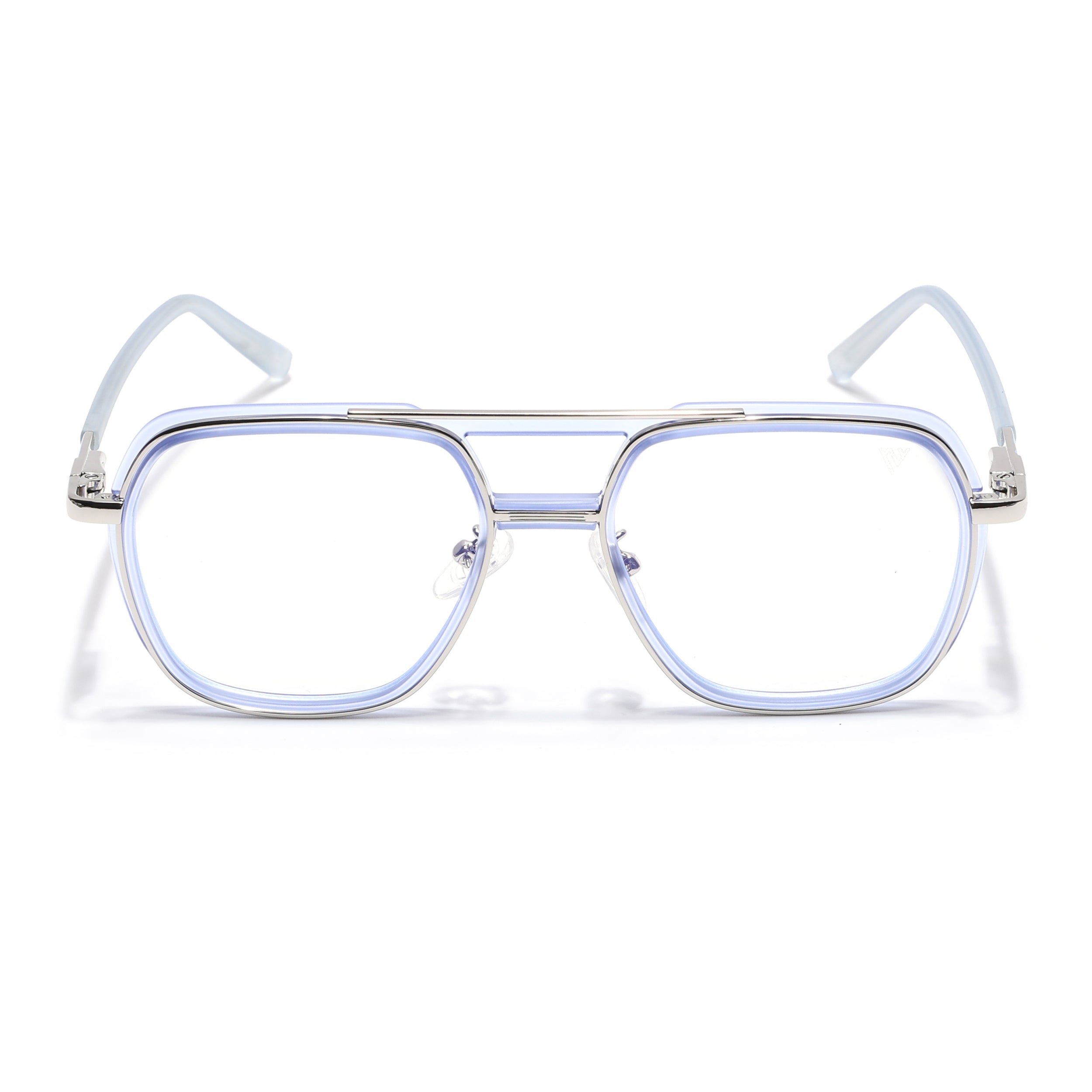 Voyage Silver & Purple Wayfarer Eyeglasses for Men & Women (5014FMG6874-C8)