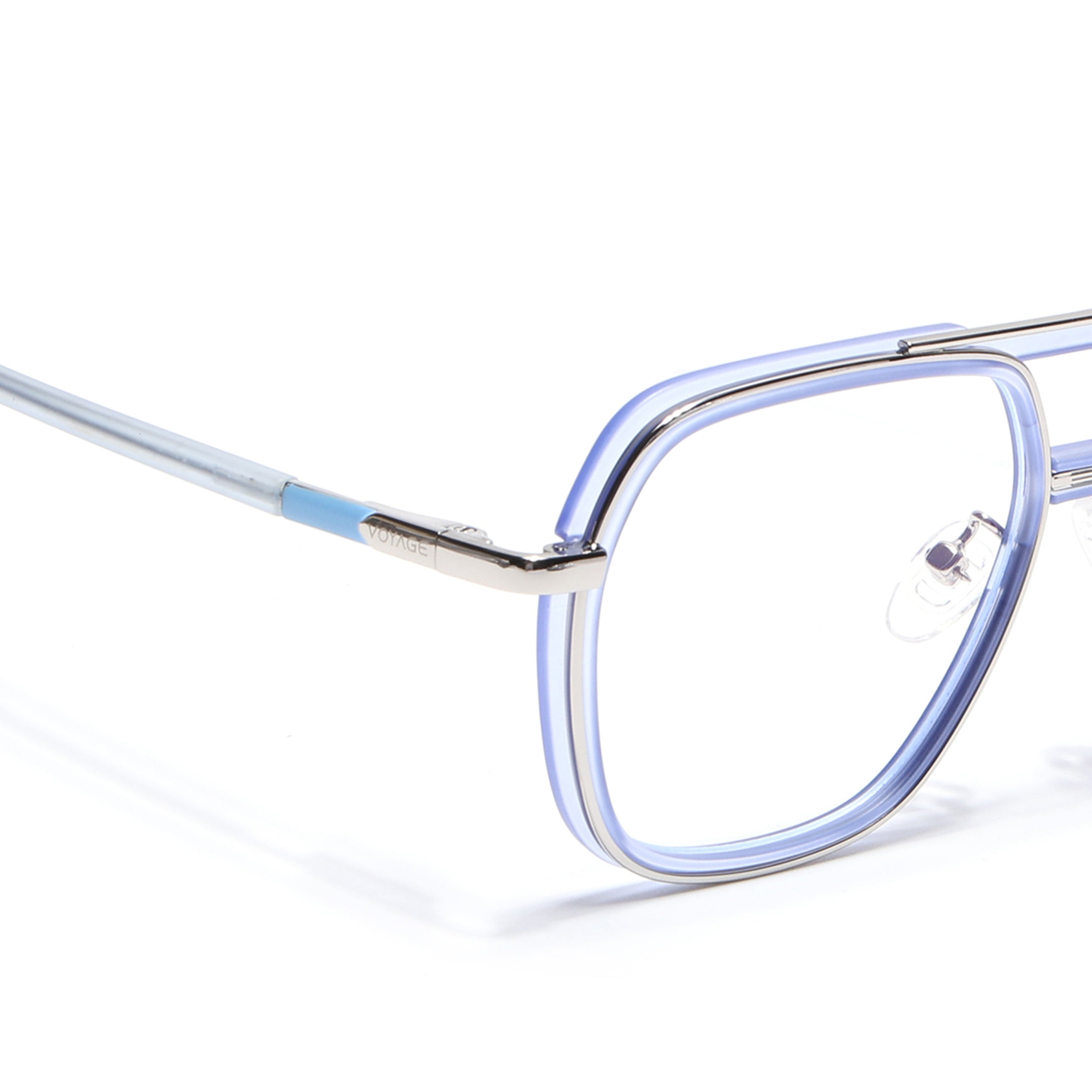 Voyage Silver & Purple Wayfarer Eyeglasses for Men & Women (5014FMG6874-C8)