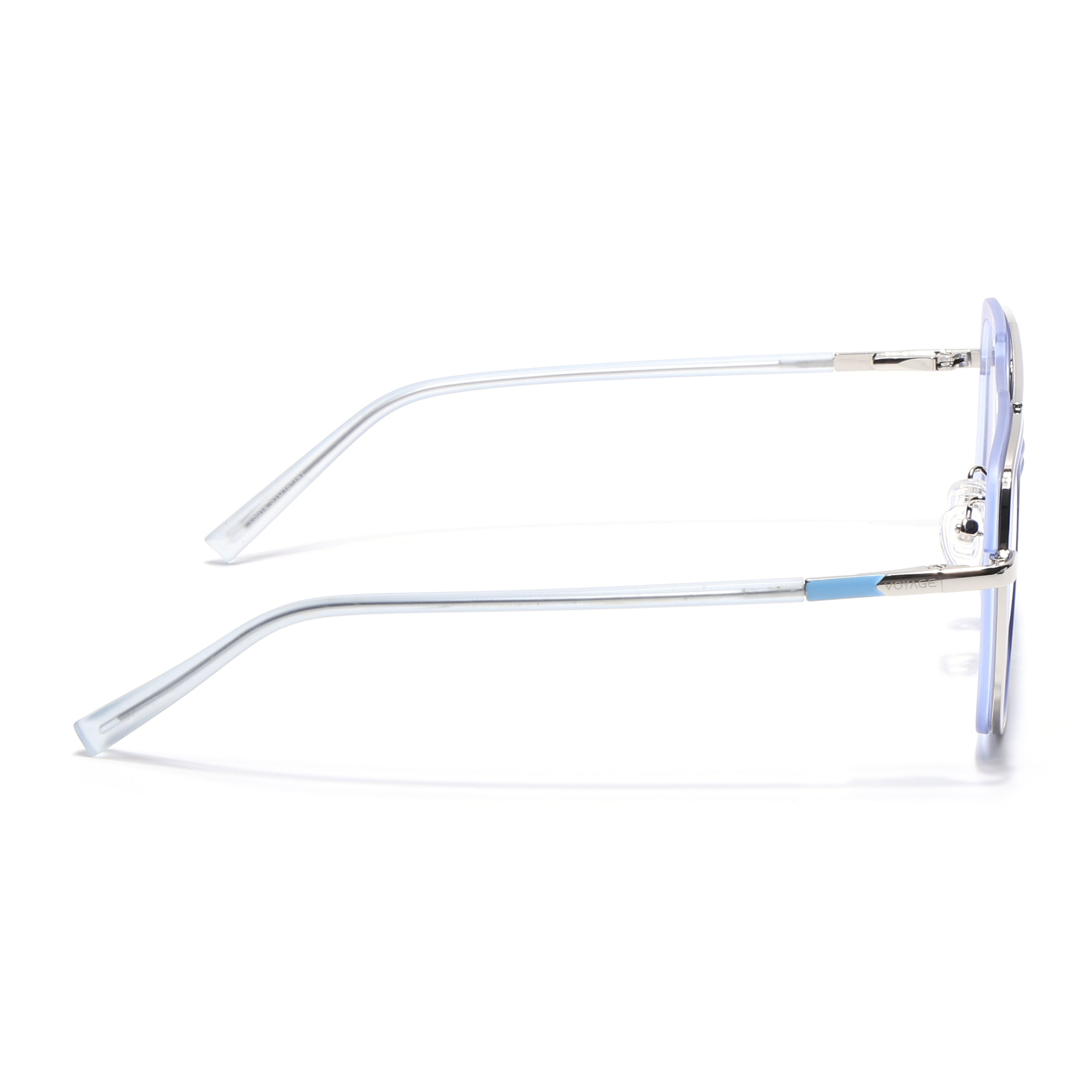 Voyage Silver & Purple Wayfarer Eyeglasses for Men & Women (5014FMG6874-C8)