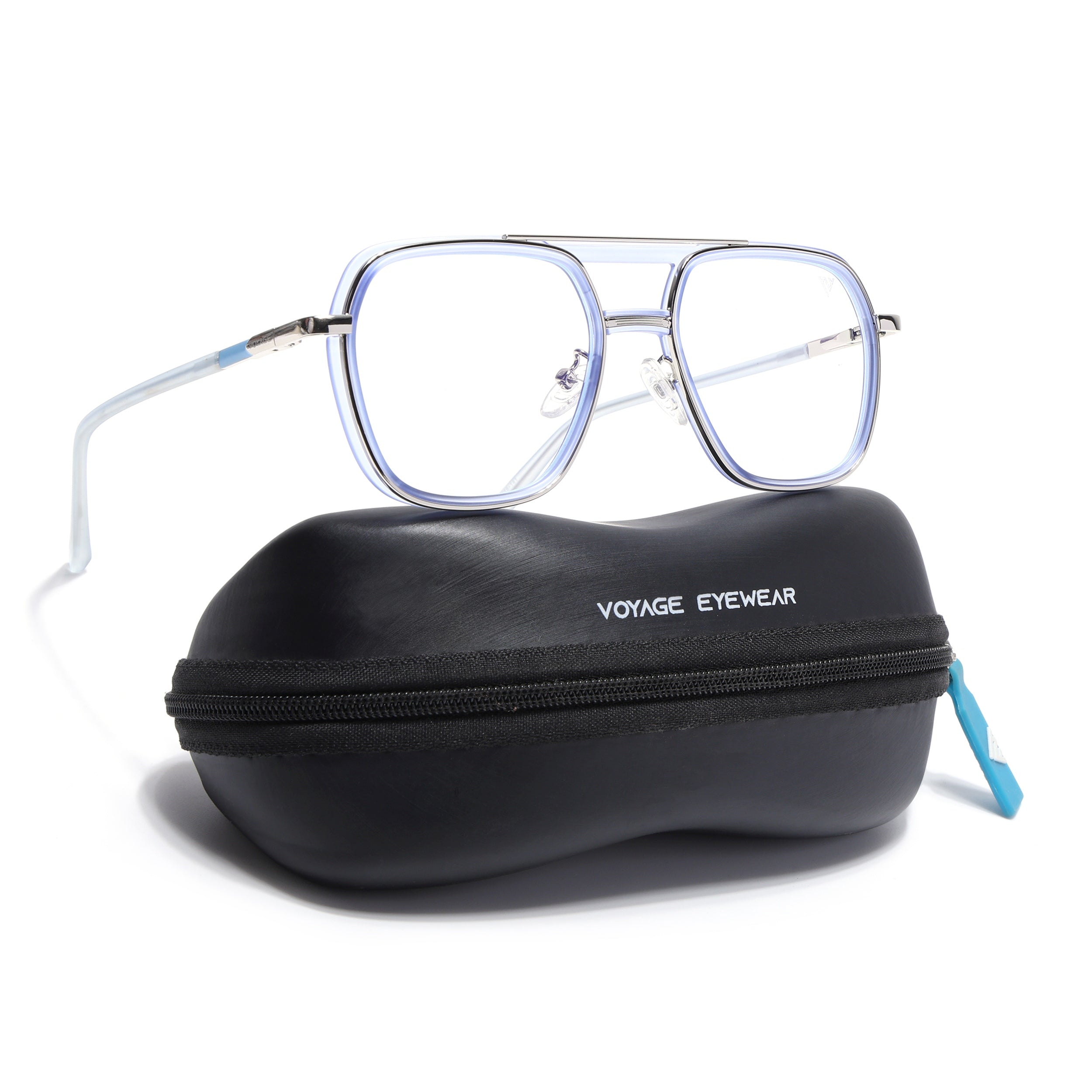 Voyage Silver & Purple Wayfarer Eyeglasses for Men & Women (5014FMG6874-C8)