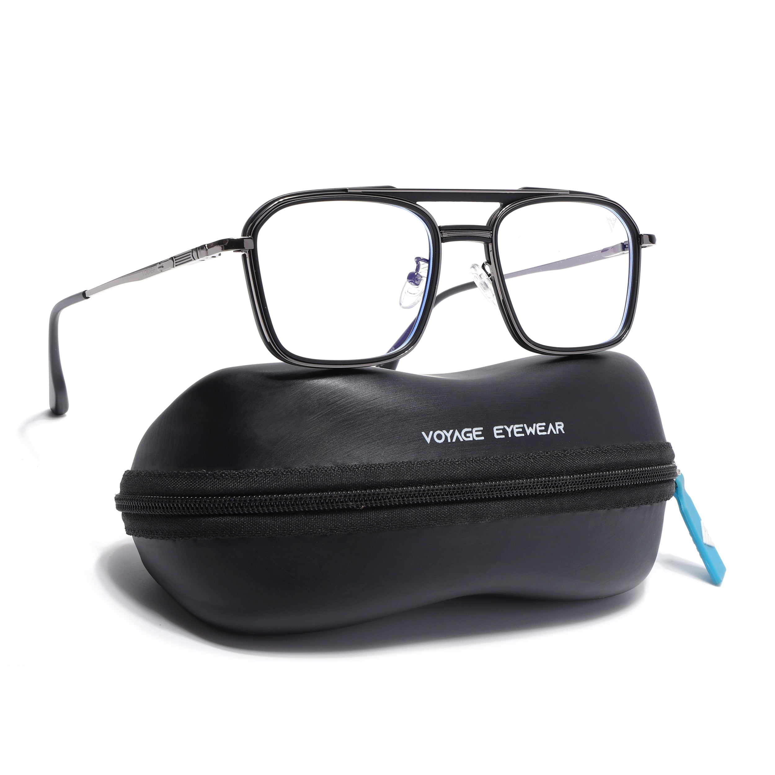 Voyage Grey & Black Wayfarer Eyeglasses for Men & Women (5015FMG6875-C1)