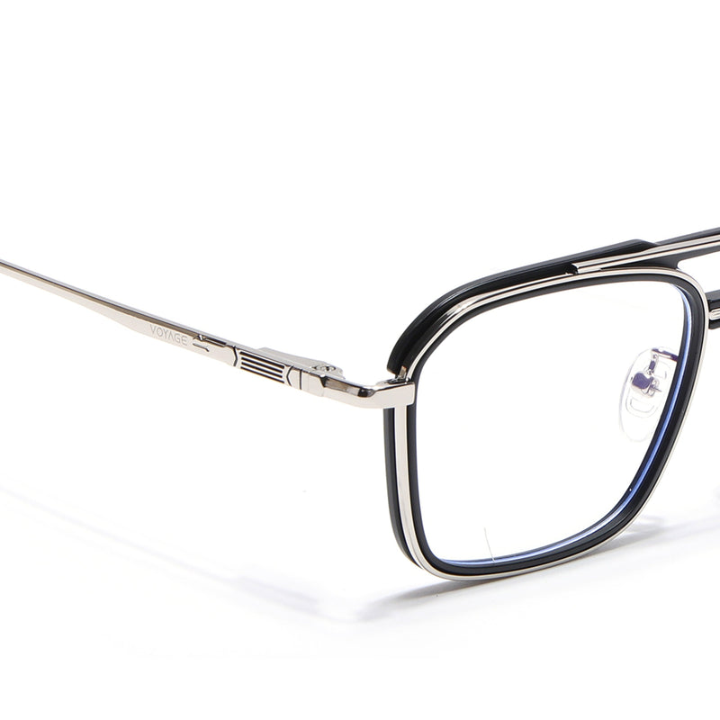 Voyage Silver & Black Wayfarer Eyeglasses for Men & Women (5015FMG6876-C2)