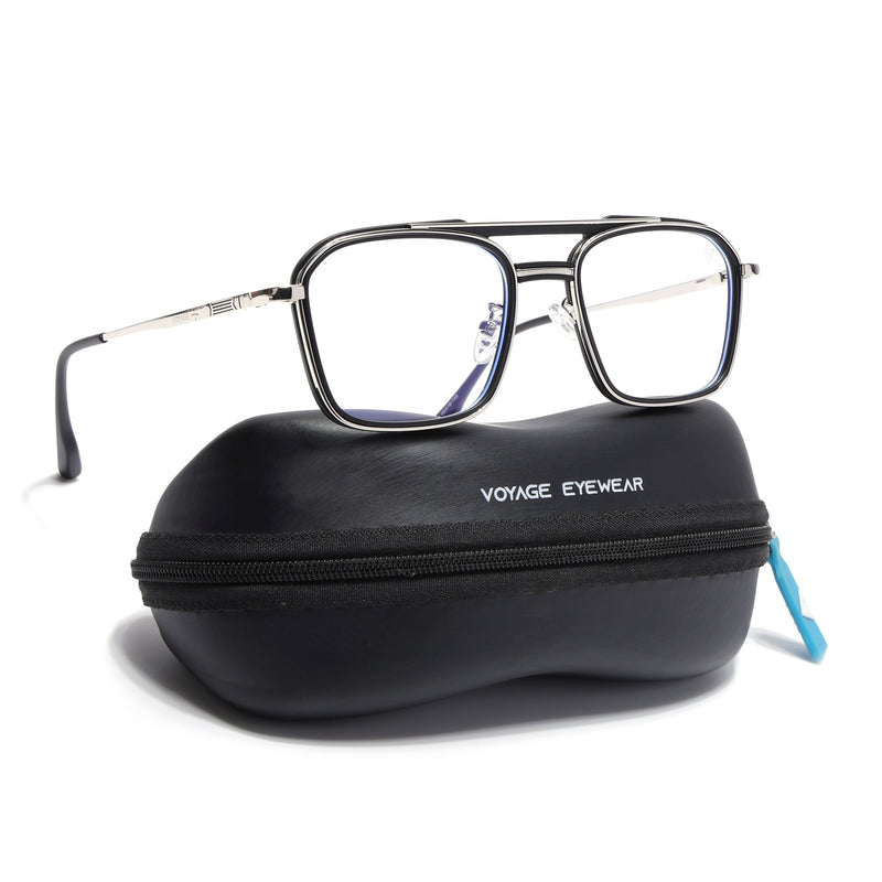 Voyage Silver & Black Wayfarer Eyeglasses for Men & Women (5015FMG6876-C2)