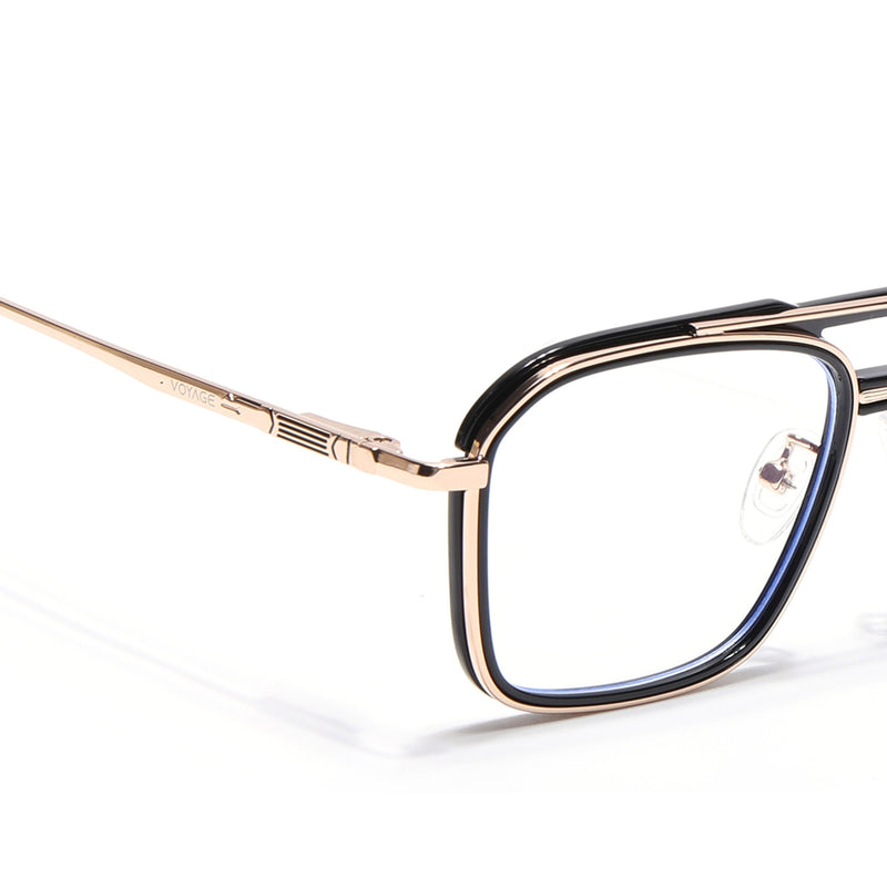 Voyage Golden & Black Wayfarer Eyeglasses for Men & Women (5015FMG6877-C3)